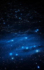 Canvas Print - blue starry sky background,created with generative ai tecnology.