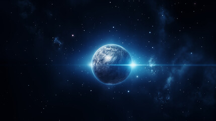 Wall Mural - Earth and light in space,created with Generative AI tecnology.