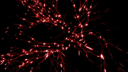 Wall Mural - neuronal and synapse activity animation. design. neurons in the head, neuroactivity, synapses, neuro