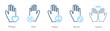 A set of 5 Hands icons as pledge, stop, peace