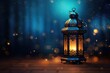 Ramadan Kareem background with arabic lanterns and mosque, arabic lantern of ramadan celebration background illustration, AI Generated