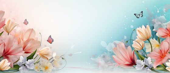 Floral New Years Banner with Copyspace and Fresh Spring