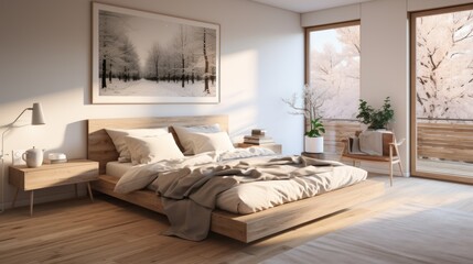 Wall Mural - Scandinavian interior design of a modern bedroom