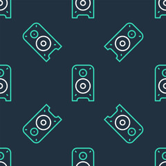 Canvas Print - Line Stereo speaker icon isolated seamless pattern on black background. Sound system speakers. Music icon. Musical column speaker bass equipment. Vector