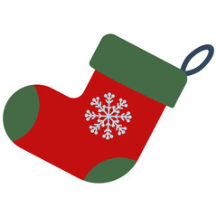 Wall Mural - Christmas sock flat icon isolated on white background.