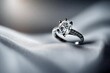 A sparkling diamond ring in a velvet box. 