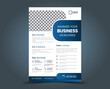 business flyer design template in dark and light gradient blue and white color in A4 size.