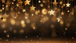 Abstract dark background with gold stars