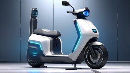 Canvas Print - a white and blue scooter