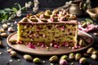 Pistachio Cardamom Rose Cake, an exotic and nutty creation infused with pistachio, cardamom, and rose. 