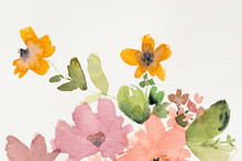 Watercolor Floral Background With Flowers