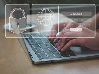 Wall Mural - cyber security in internet network connections data security authentication using username and passw