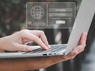 Wall Mural - cyber security in internet network connections data security authentication using username and passw