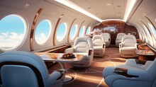 Opulent Interior Within A Contemporary Corporate Aircraft.