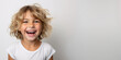 Radiant Joy: Carefree Laughing Child in Isolation on White Background