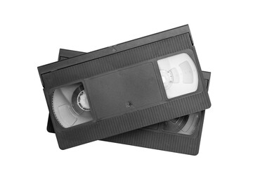 Wall Mural - Two videotapes VHS isolated on white background. Vintage media.