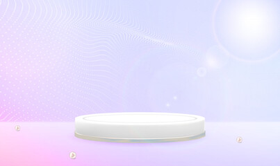 Wall Mural - futuristic cyber stage pedestal or platform with 3d neon podium glowing for product display presenta