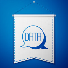 Sticker - Blue Data analysis icon isolated on blue background. Business data analysis process, statistics. Charts and diagrams. White pennant template. Vector