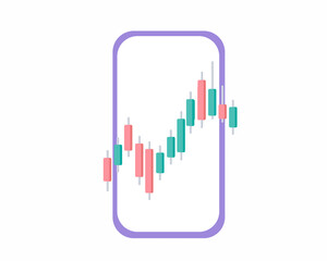 Wall Mural - Investors with digital stock market graph candlestick chart vector illustration
