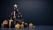 Leinwandbild Motiv minimalist christmas background with christnas tree and gift boxes