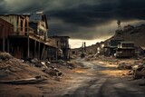 Fototapeta  - Ghost town with mysterious stories and hidden treasures