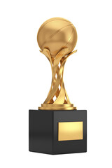 Aufkleber - Golden Award Trophy with Golden Basketball Ball. 3d Rendering