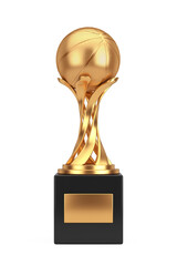 Aufkleber - Golden Award Trophy with Golden Basketball Ball. 3d Rendering