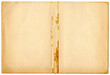 Altes vergilbtes Papier Softcover Doppelseite mit Kleberesten