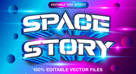 Space Story planet purple night sky editable text effect font style template design