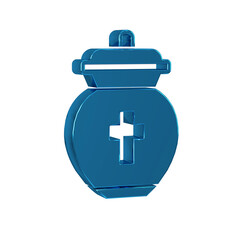 Sticker - Blue Funeral urn icon isolated on transparent background. Cremation and burial containers, columbarium vases, jars and pots with ashes.