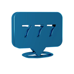 Sticker - Blue Slot machine with lucky sevens jackpot icon isolated on transparent background.