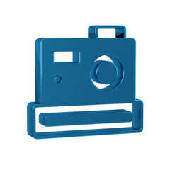 Wall Mural - Blue Photo camera icon isolated on transparent background. Foto camera. Digital photography.