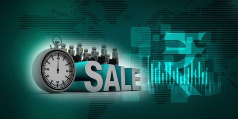 Poster - 

3d illustration business Sales concept