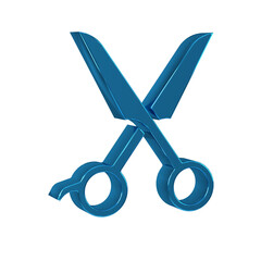 Canvas Print - Blue Scissors hairdresser icon isolated on transparent background. Hairdresser, fashion salon and barber sign. Barbershop symbol.