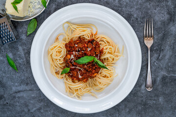 Sticker - Vegetarian meat free spaghetti bolognese with quorn mince