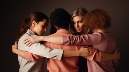 Women embracing each other, displaying warmth, friendship and unity.