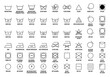 © designer_things - Laundry icons set. Care clothes instructions on labels, machine or hand washing signs collection. Water, ironing and drying temperature symbols collection, textile and fabric types