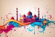 Creative art mosque Eid unique innovation colorful illustration wallpaper background 