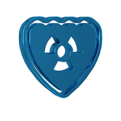 Blue Radioactive in shield icon isolated on transparent background. Radioactive toxic symbol. Radiation Hazard sign.