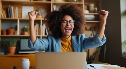 Confident African-American Businesswoman: Young Freelancer Smiling and Working