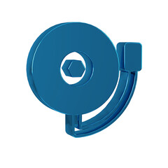 Poster - Blue Ringing alarm bell icon isolated on transparent background. Fire alarm system. Service bell, handbell sign, notification symbol.