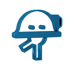 Poster - Blue Miner helmet icon isolated on transparent background.