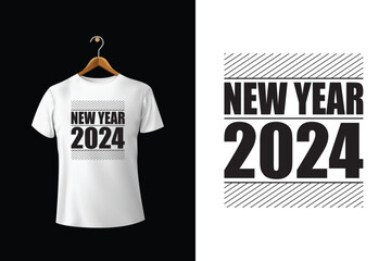 Wall Mural - Happy New Year 2024 Vector T-Shirt