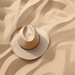 Wall Mural - a sun hat and sunglasses sitting on sand,