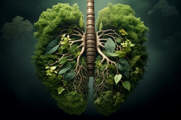 Wall Mural - Lush Green lungs of earth. Green forest plant. Generate Ai