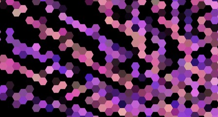 Wall Mural - Grainy pattern composed of hexagons colorful. Honeycomb background. 1:1 black isometric geometry abstraction.