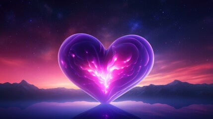 Wall Mural - galaxy cosmic heart background. bright stars night sky, romantic magic night, love and valentine’s d