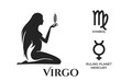 virgo zodiac sign. mercury ruling planet symbol. horoscope and astrology icons