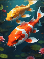 Wall Mural - Japanese koi fish Ai Generated