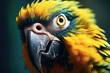 A close-up view of a parrot's face with a vibrant green background. This image can be used to add a touch of color and nature to various projects